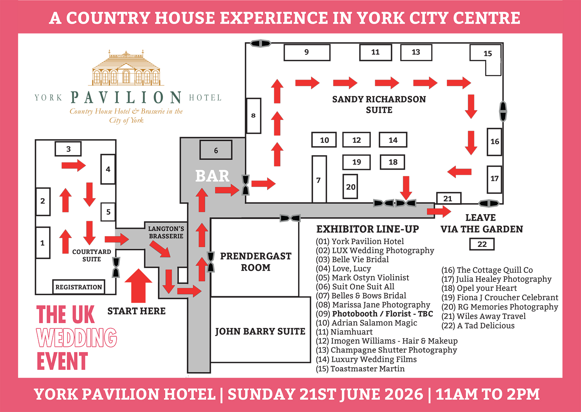 York Pavilion Wedding Fayre Floor Plan | Sunday 21st June 2026