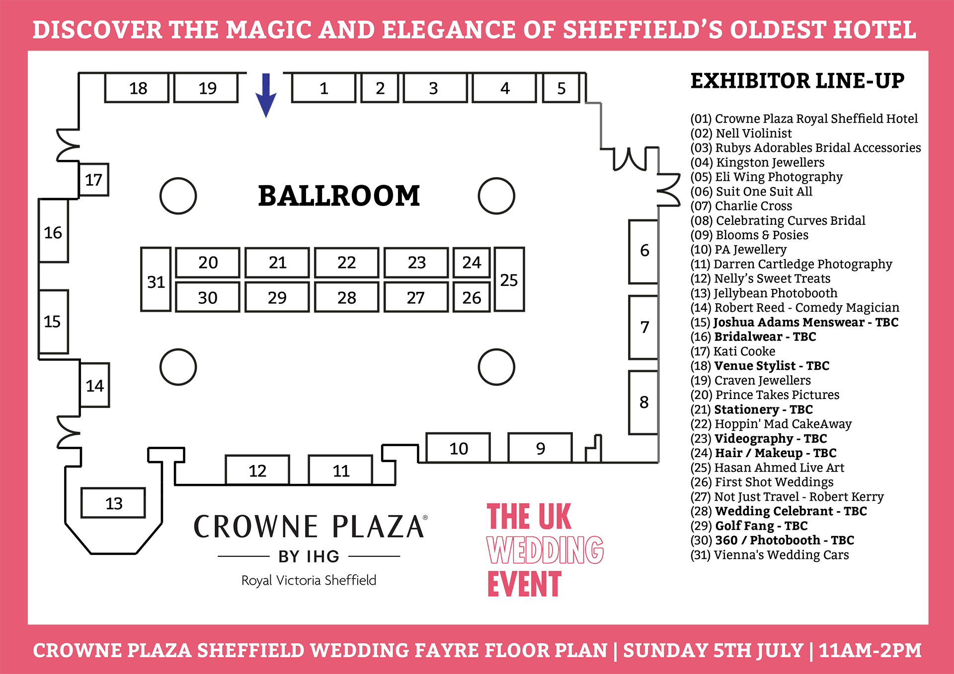 Crowne Plaza Sheffield Wedding Fayre Floor Plan for July 2026