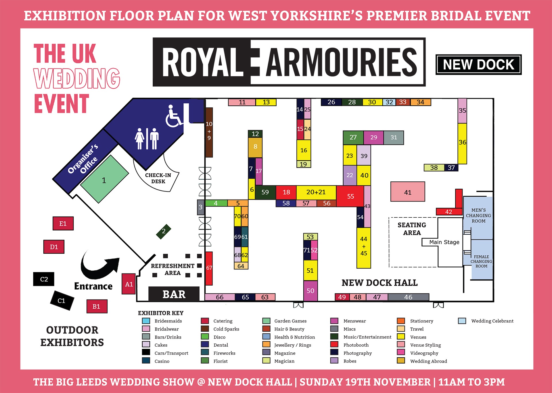 New Dock Hall Wedding Show Floor Plan | Sunday 19th November 2023