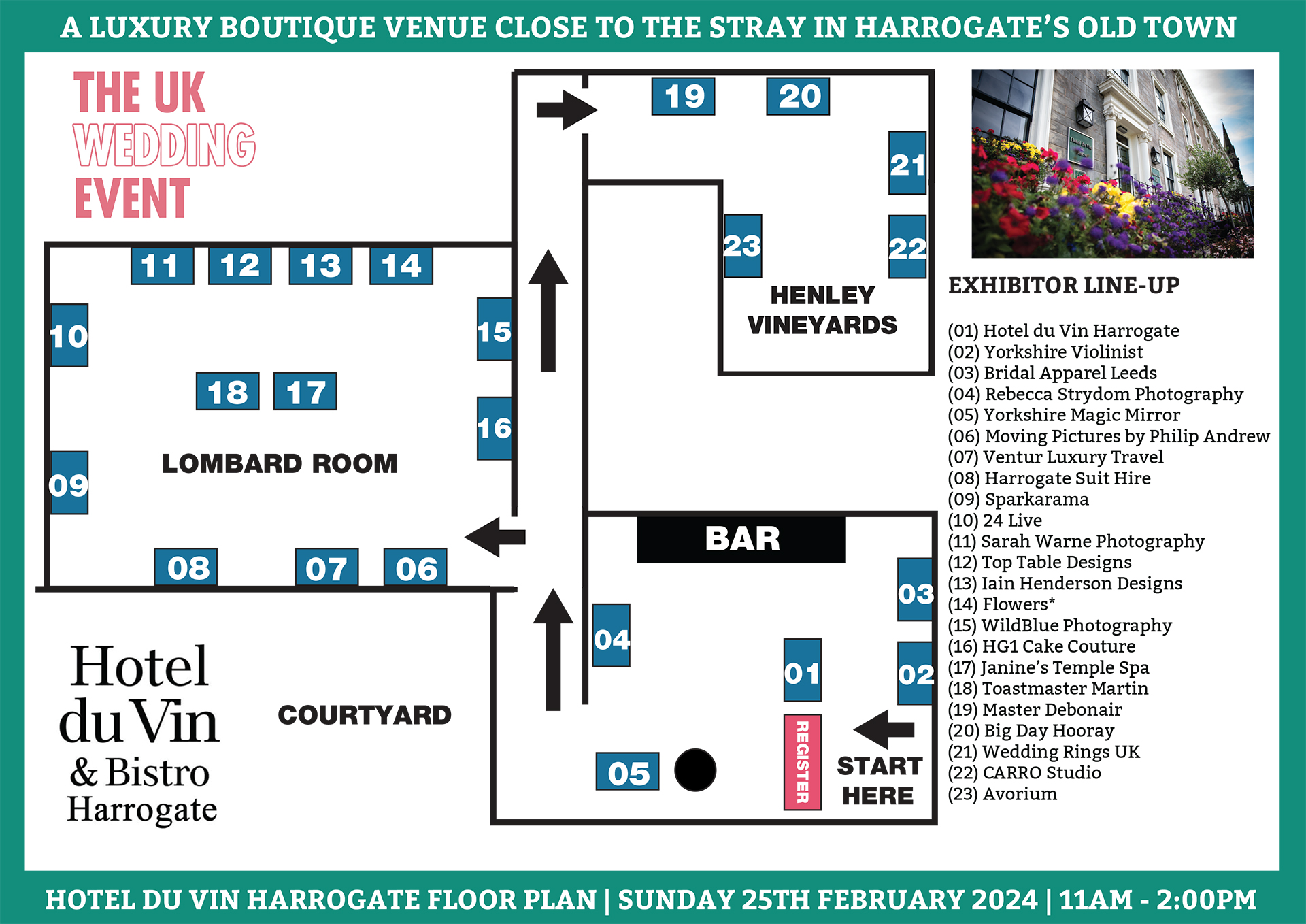 Hotel du Vin Harrogate Wedding Fayre Floor Plan | Sunday 25th February 2024