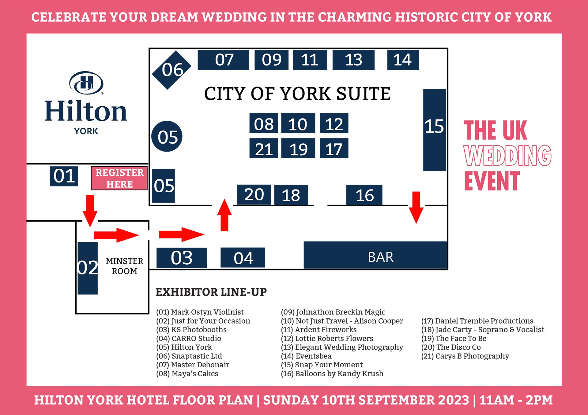 Hilton York Wedding Fayre Floor Plan | Sunday 10th September 2023