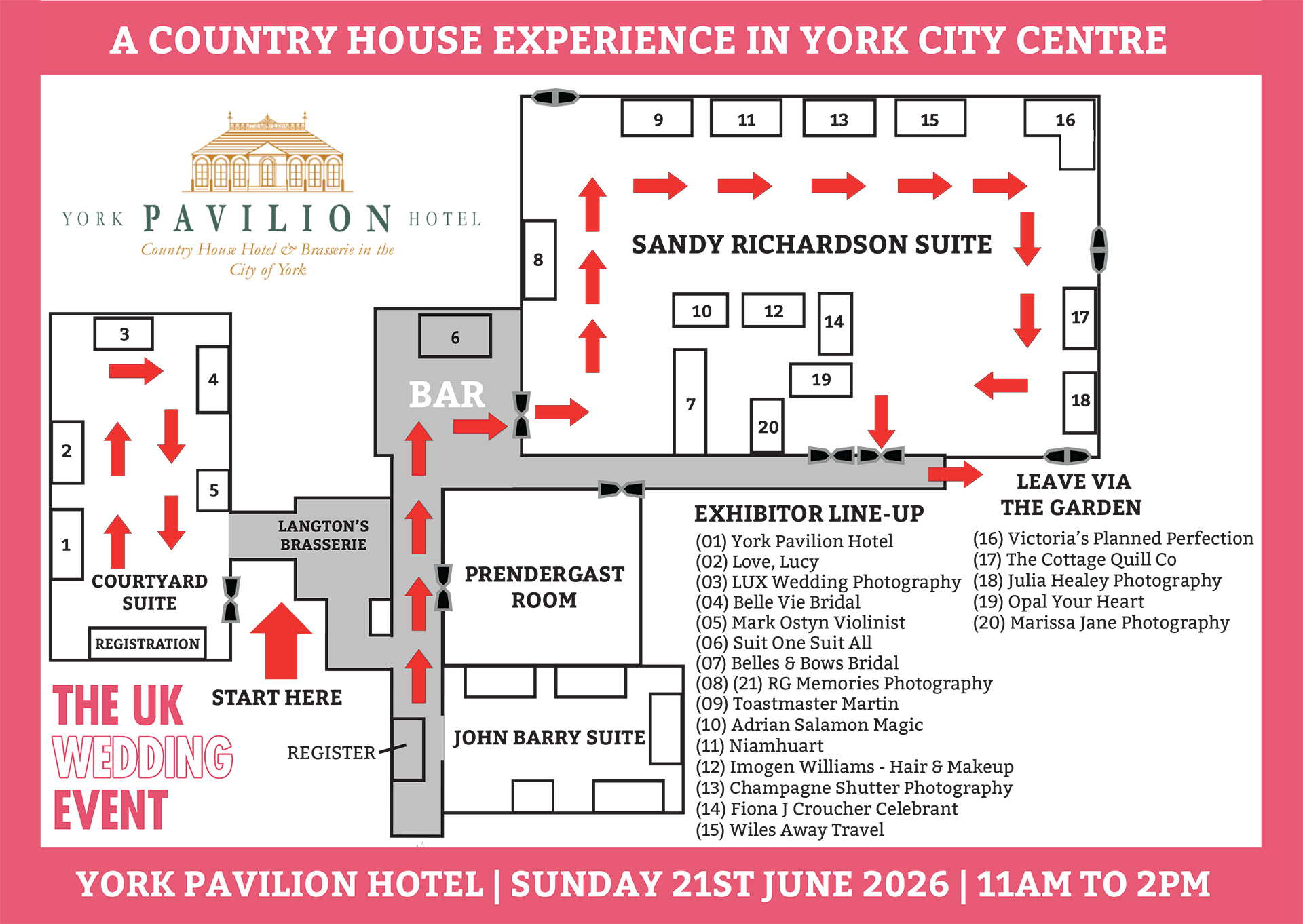 York Pavilion Wedding Fayre Floor Plan | Sunday 21st June 2026