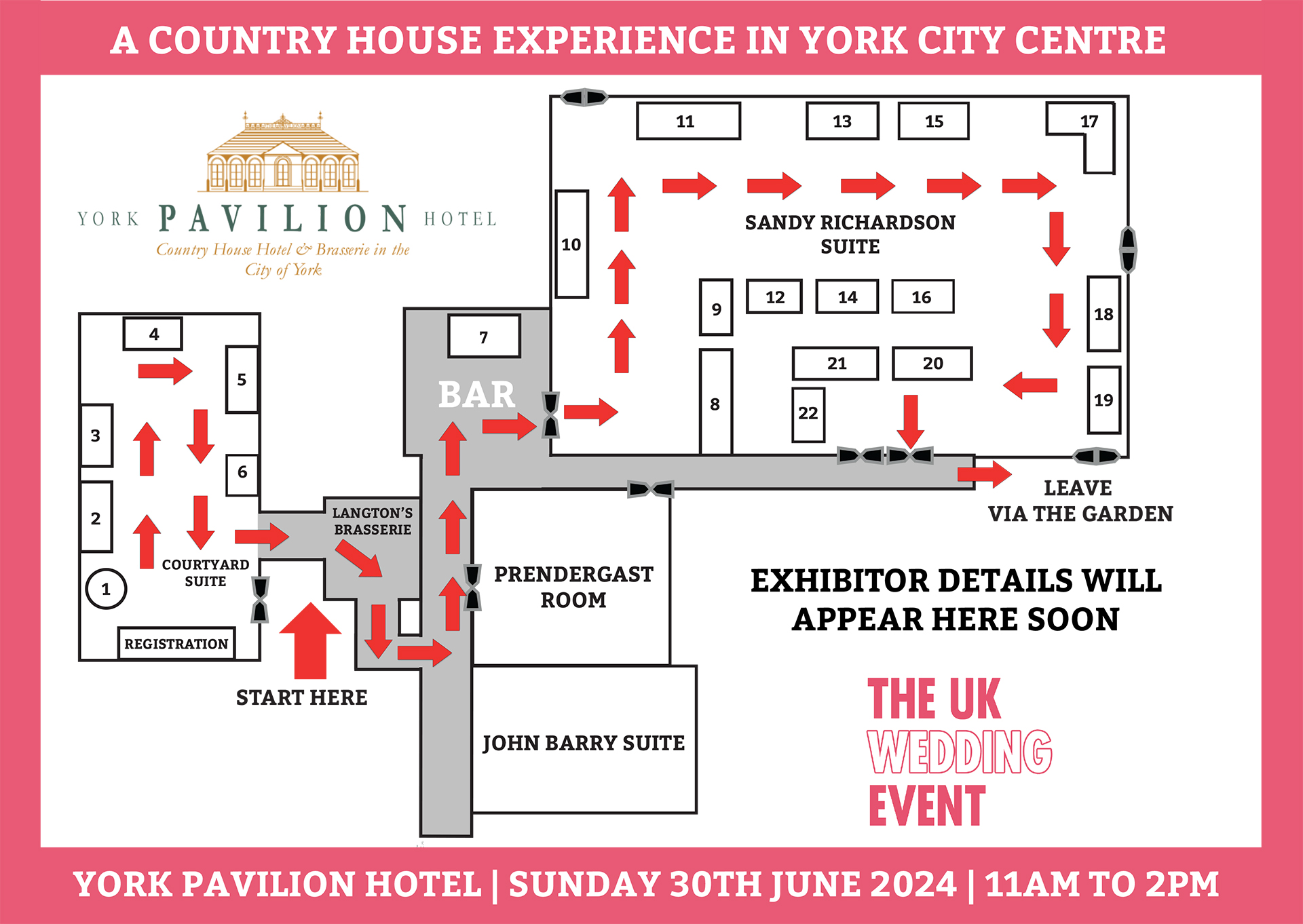 York Pavilion Wedding Fayre Floor Plan | Sunday 30th June 2024