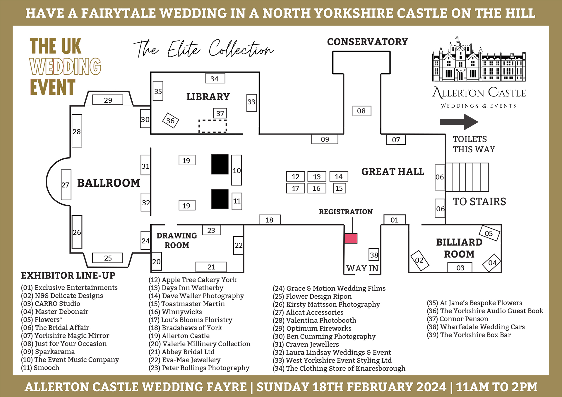 Allerton Castle Wedding Fayre Floor Plan | Sunday 18th February 2024