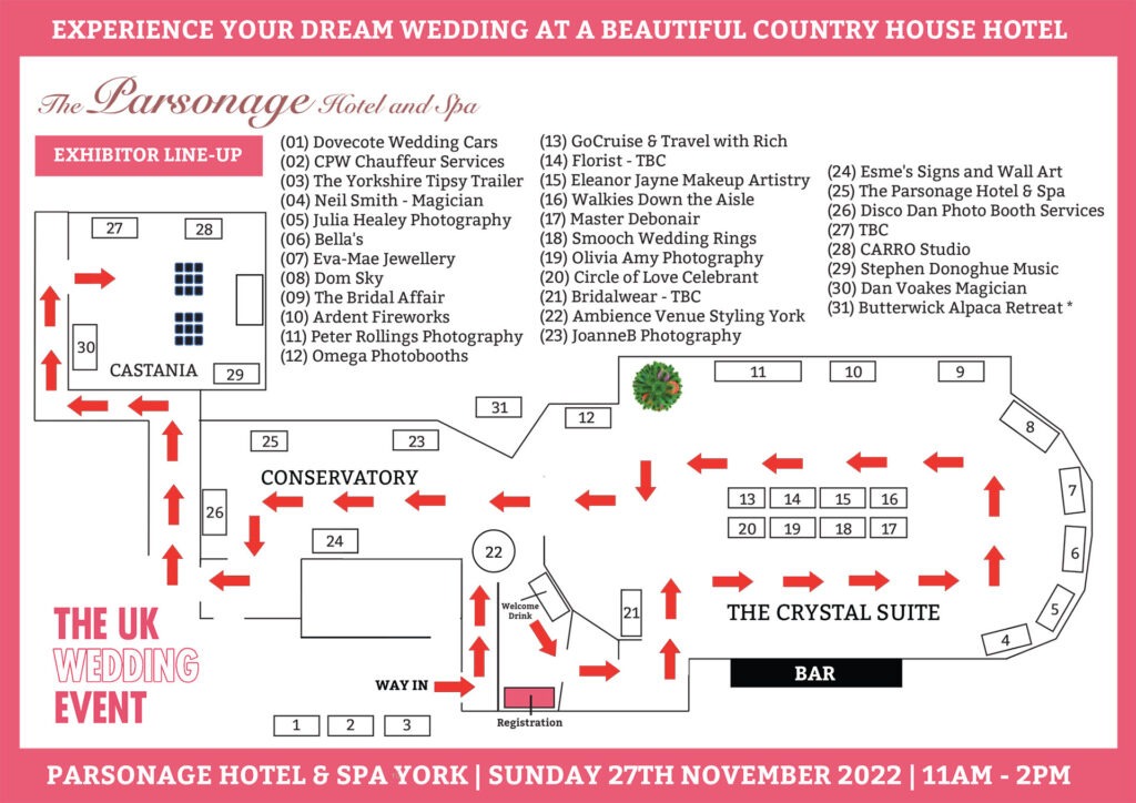 Parsonage York Wedding Fayre Floor Plan | Nov 2022