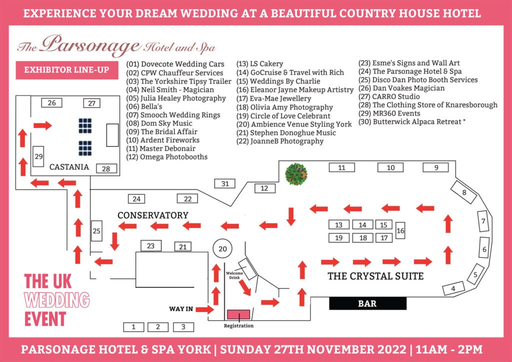 Parsonage York Wedding Fayre Floor Plan | Sunday 27th November