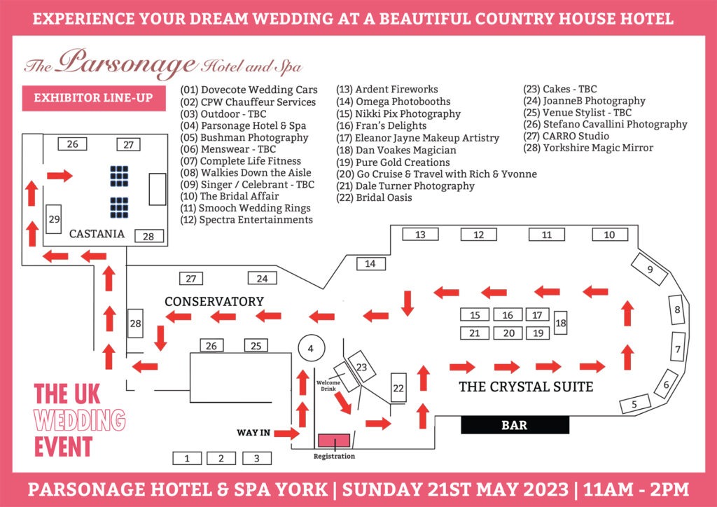 Parsonage York Wedding Fayre Floor Plan | Sunday 21st May 2023