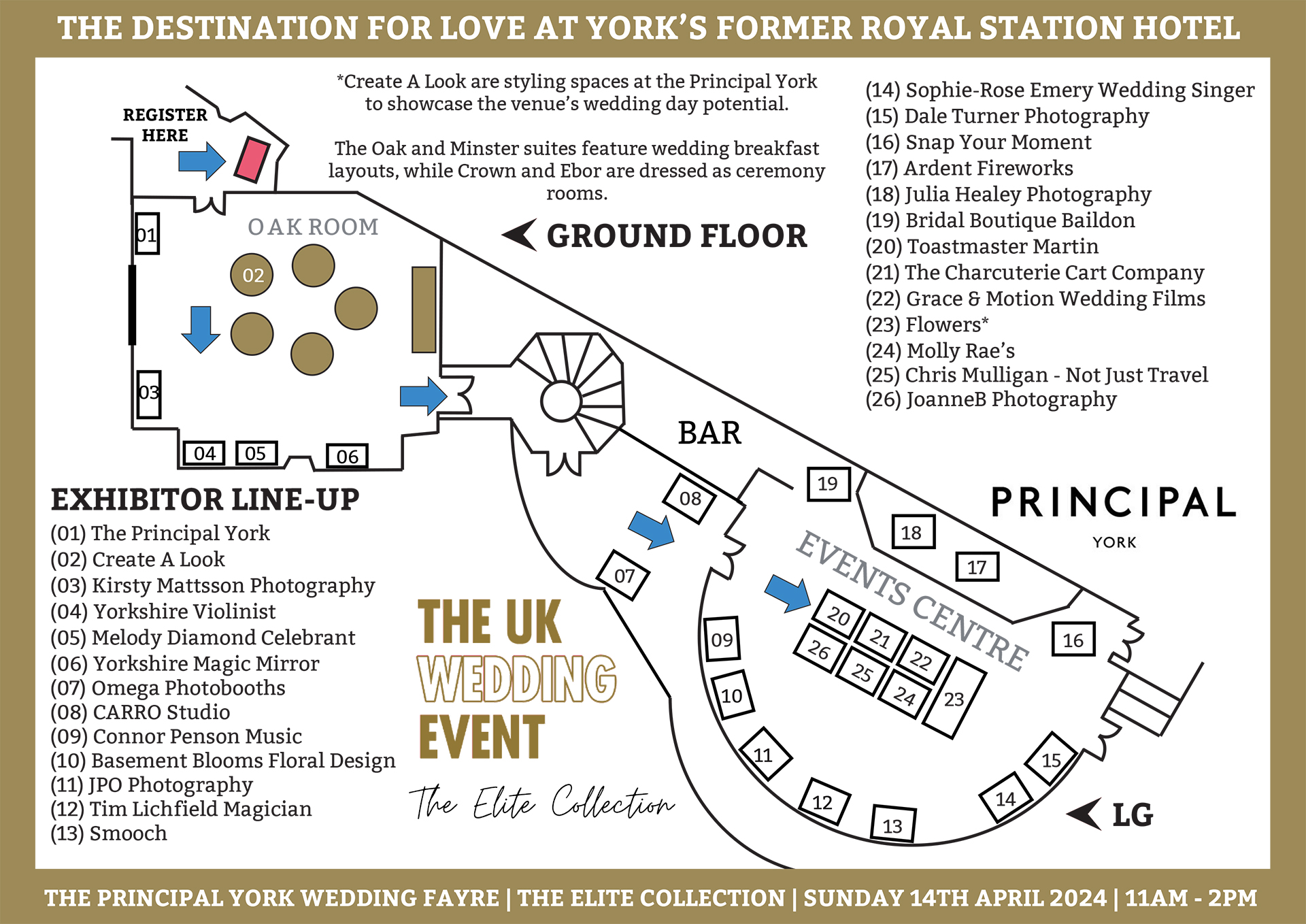 Principal York Wedding Fayre Floor Plan | Sunday 14th April 2024