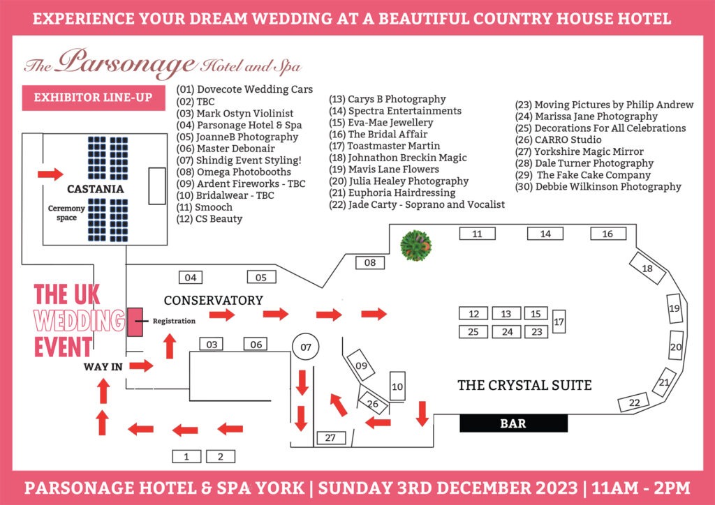 Parsonage York Wedding Fayre Floor Plan | Sunday 3rd December 2023