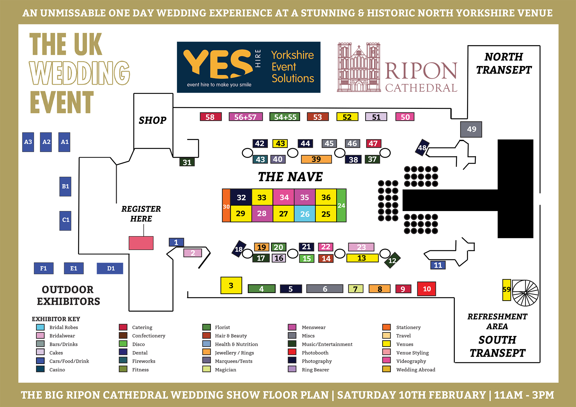 Ripon Cathedral Wedding Show Floor Plan | Saturday 10th February 2024