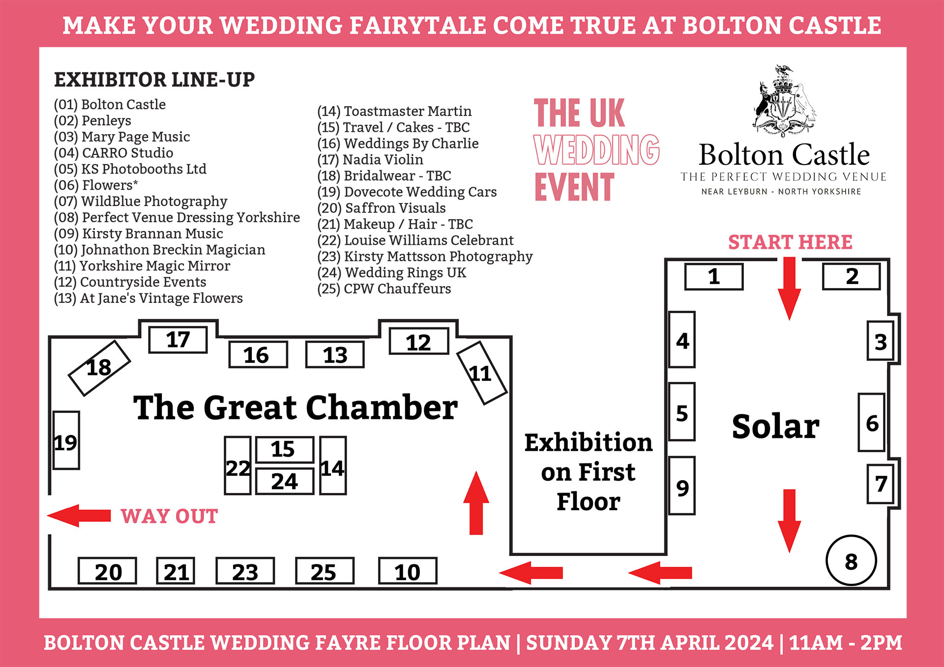 Bolton Castle Wedding Fayre Floor Plan | Sunday 7th April 2024