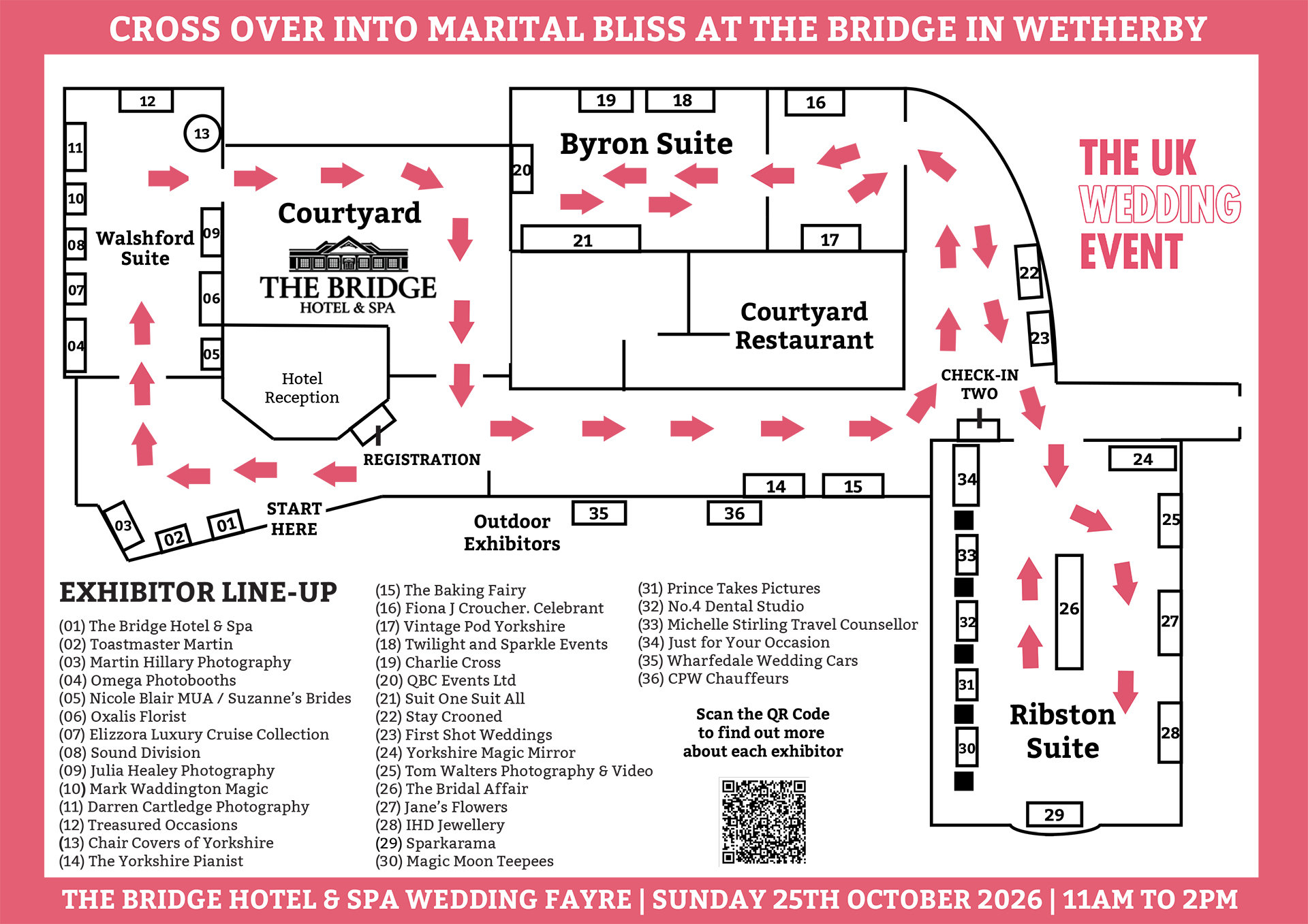 The Bridge Hotel & Spa Wedding Fayre Floor Plan | Sunday 25th October 2026
