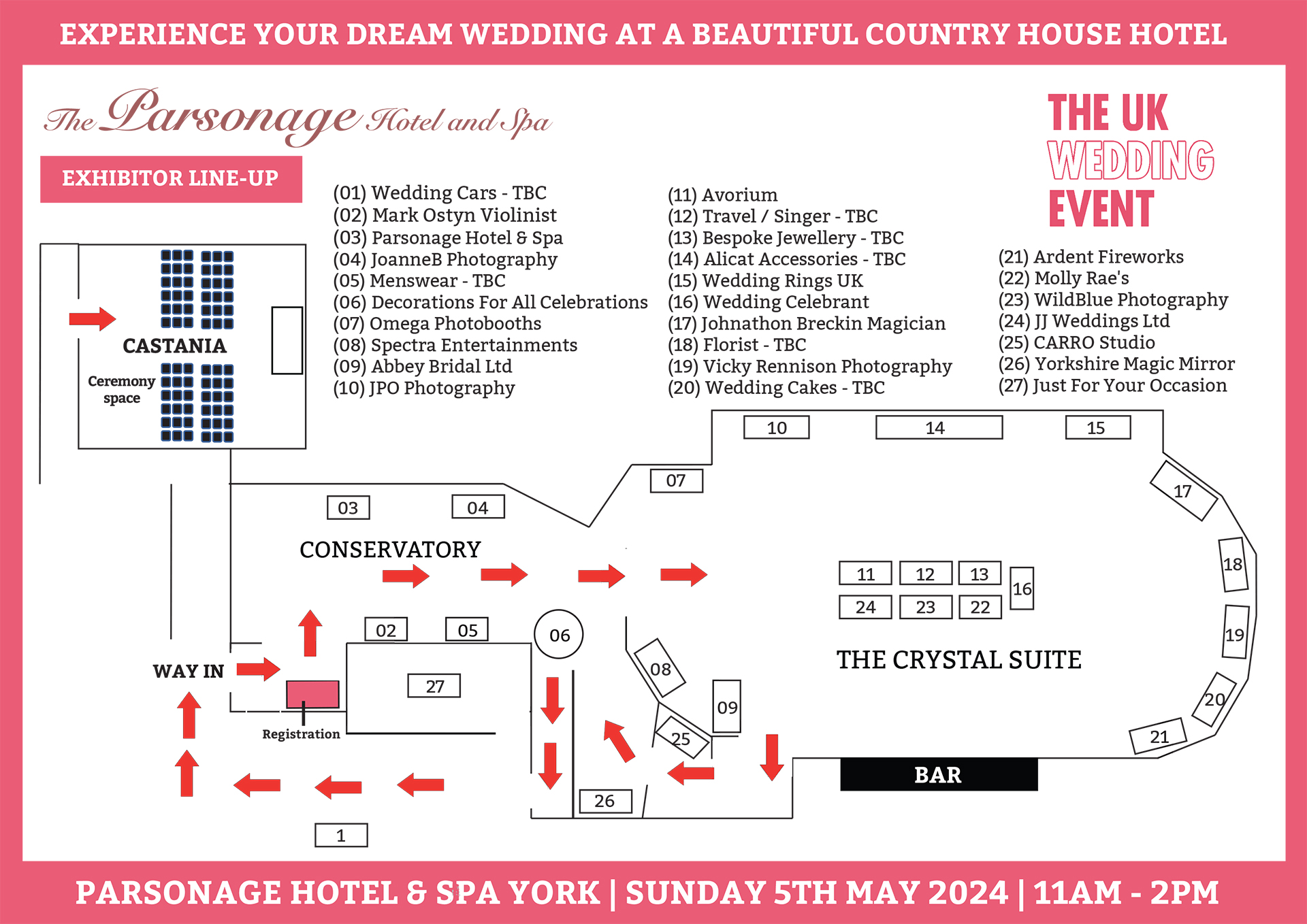 Parsonage York Wedding Fayre floor plan  | May 2024