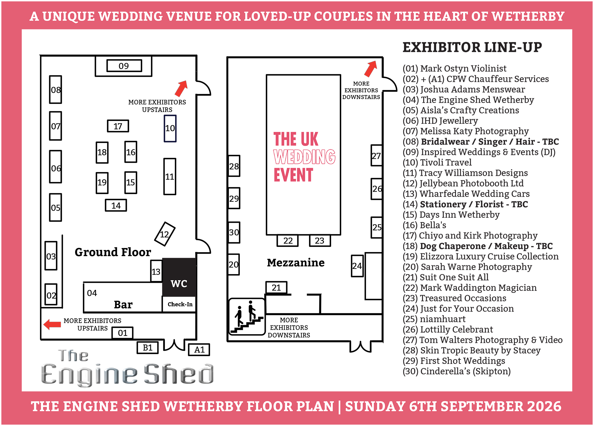 Engine Shed Wetherby Wedding Fayre Floor Plan for Sept 2026 | The UK Wedding Event Engine Shed Wetherby Wedding Fayre Floor Plan for Sept 2026