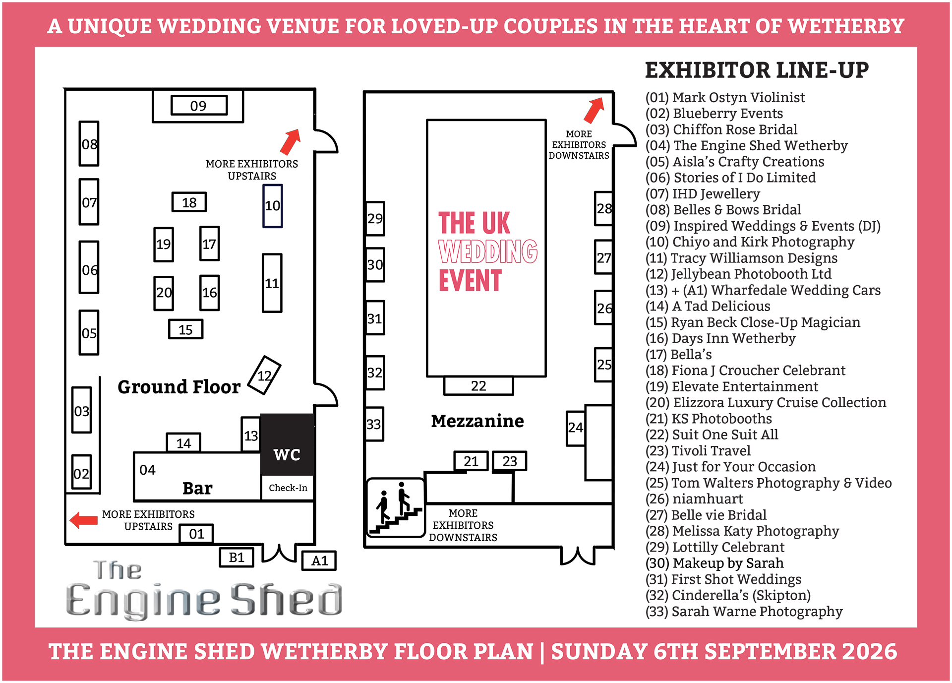 The Engine Shed Wetherby Wedding Fayre Floor Plan | Sunday 6th September 2026