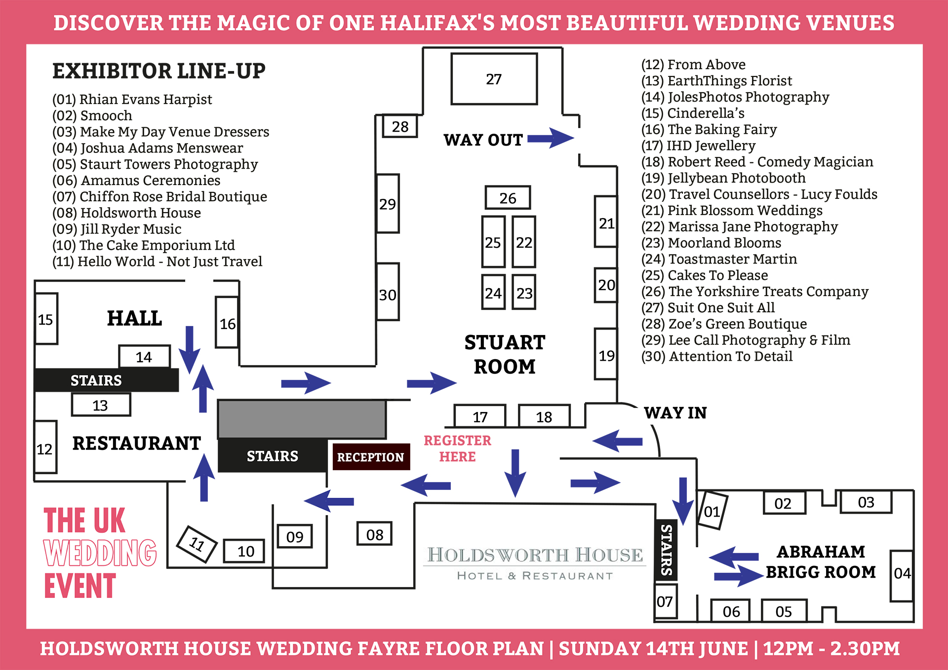 Holdsworth House Wedding Fayre Floor Plan | Sunday 14th June 2026