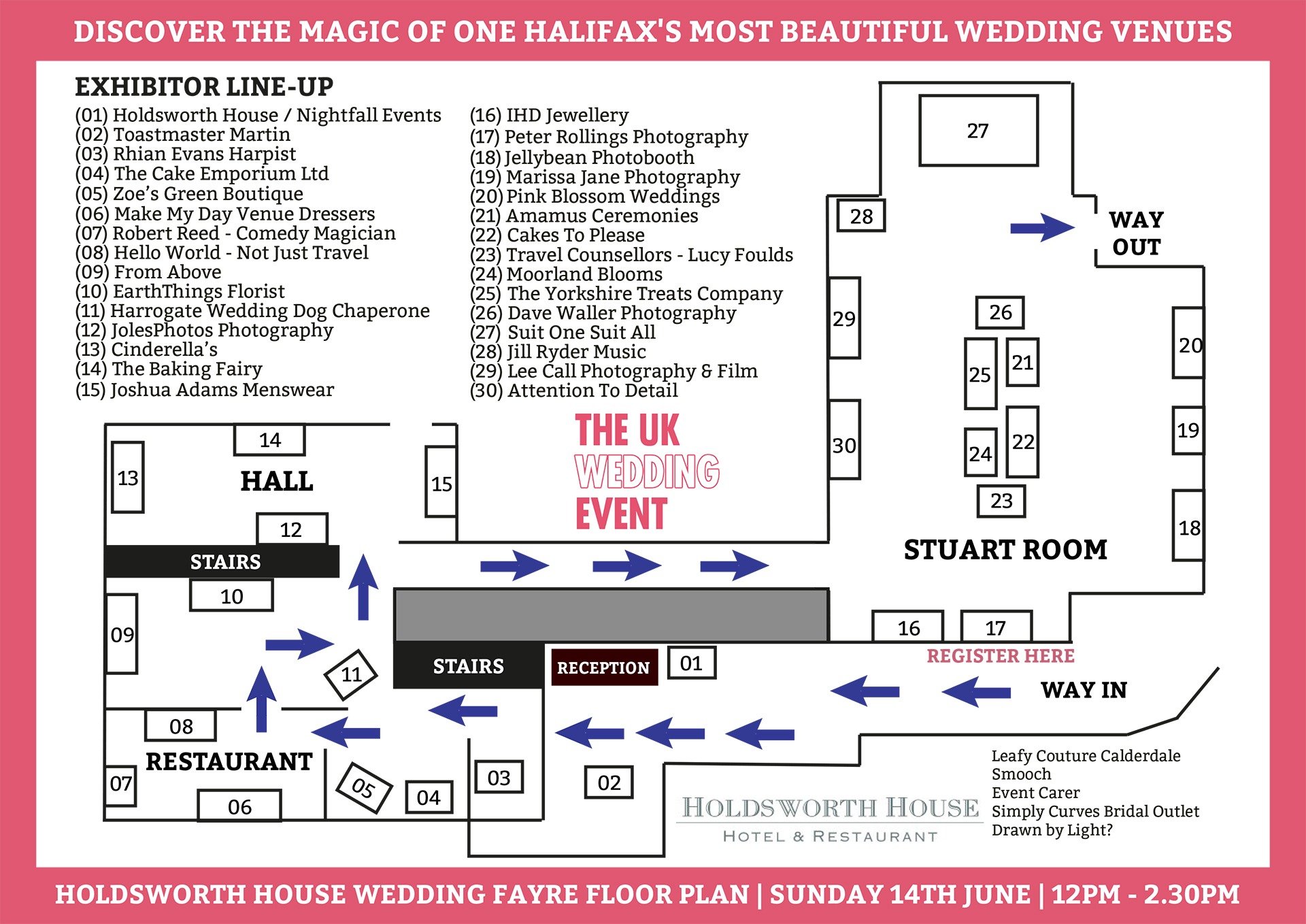 Holdsworth House Wedding Fayre Floor Plan | Sunday 14th June 2026