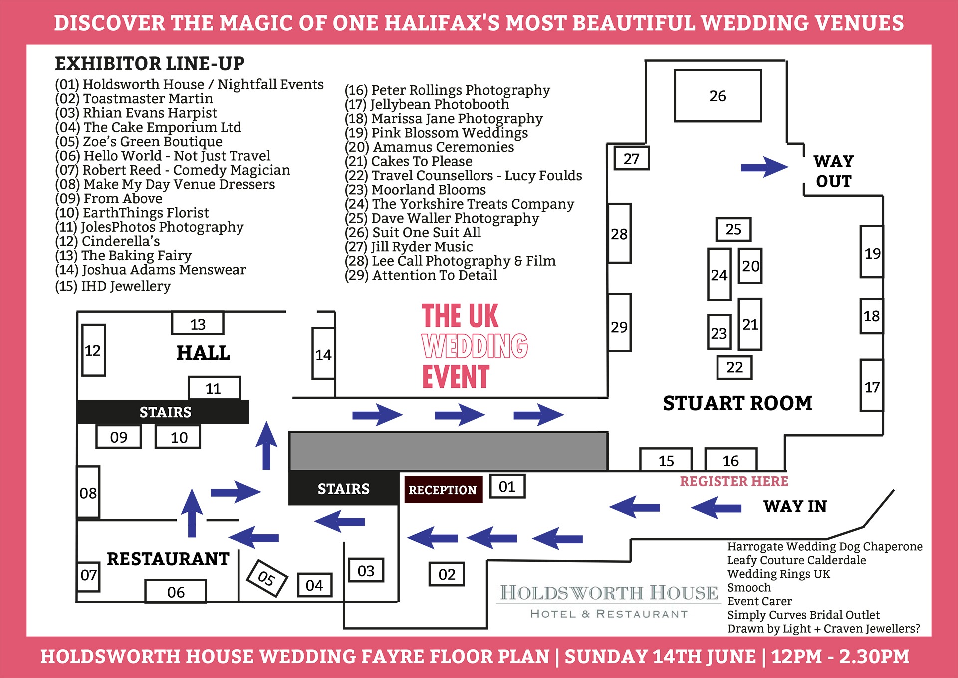 Holdsworth House Wedding Fayre Floor Plan | Sunday 14th June 2026