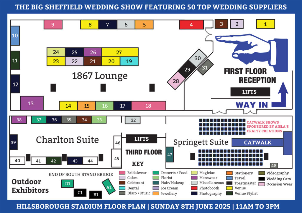 The Big Sheffield Wedding Show Floor Plan | Sunday 8th June 2025