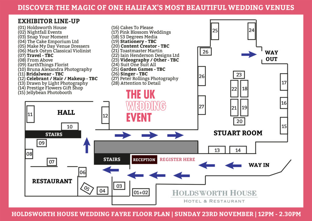 Holdsworth House Wedding Fayre Floor Plan | Sunday 23rd November 2025