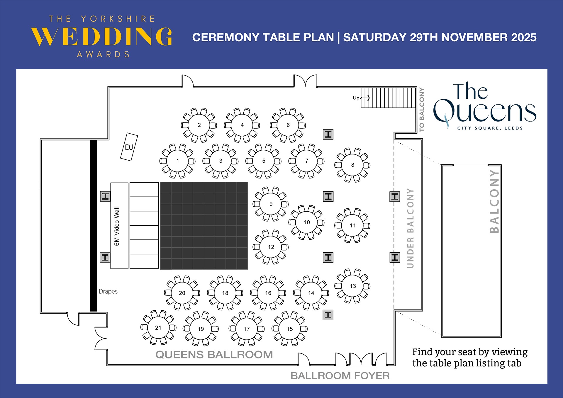 The Yorkshire Wedding Awards Table Plan for 2025 | The UK Wedding Event The Yorkshire Wedding Awards Table Plan for 2025