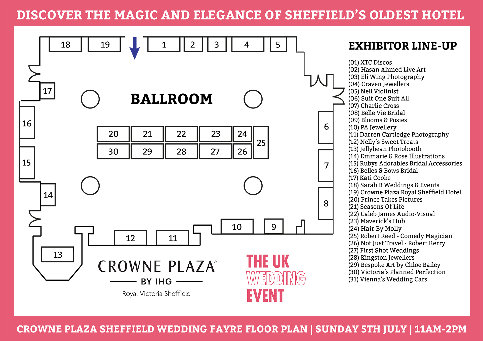 Crowne Plaza Sheffield Wedding Fayre Floor Plan | Sunday 5th July 2026