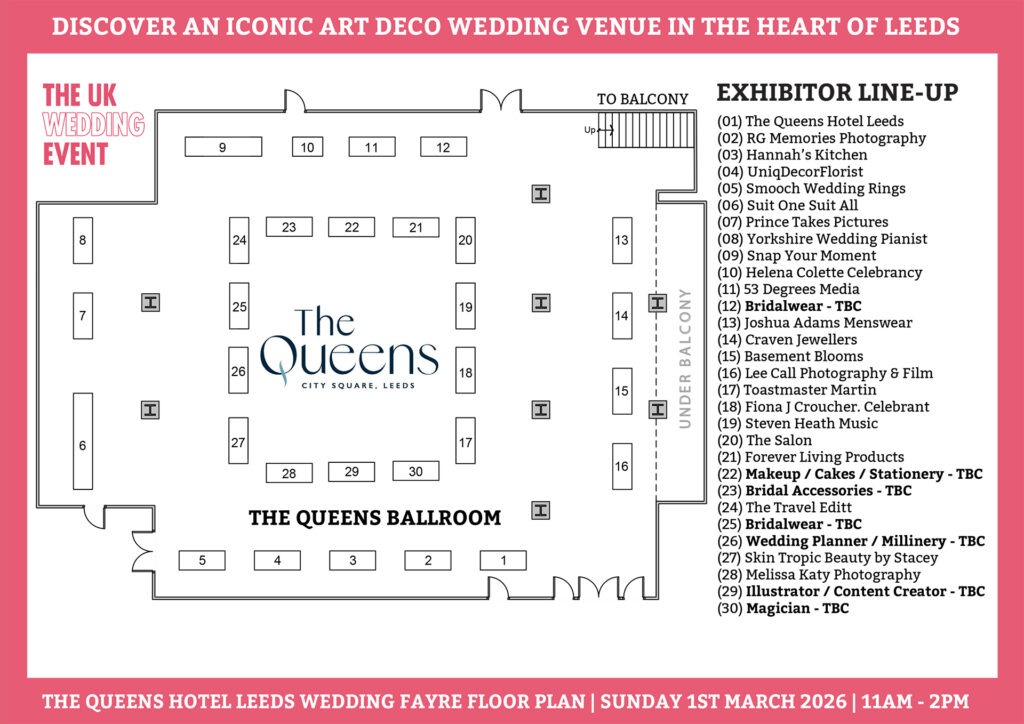 The Queens Hotel Wedding Fayre Floor Plan | Sunday 1st March 2026