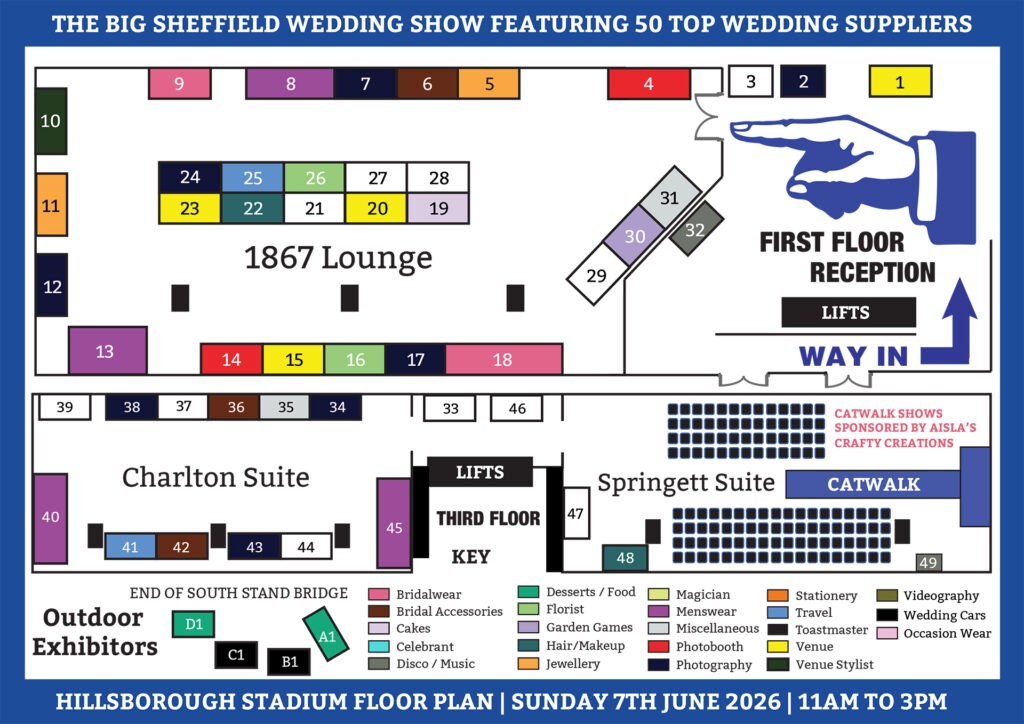 The Big Sheffield Wedding Show Floor Plan | Sun 7th June 2026