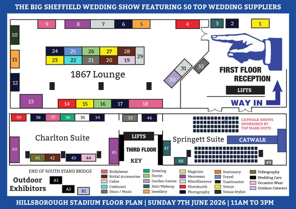 The Big Sheffield Wedding Show Floor Plan @ Hillsborough Stadium - Sunday 7th June 2026