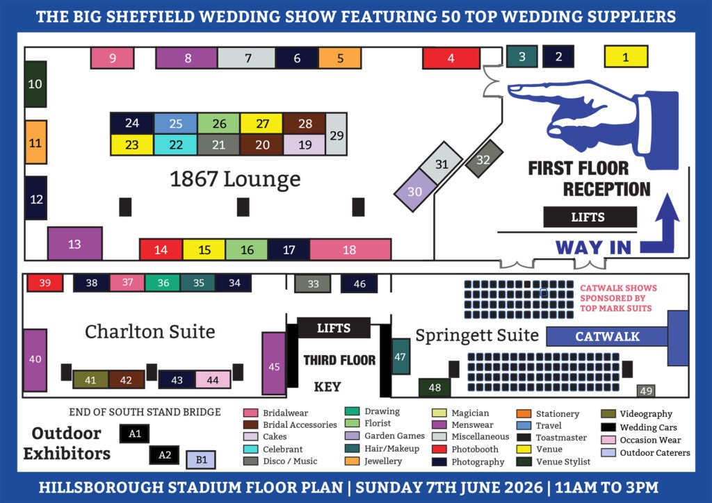 The Big Sheffield Wedding Show Floor Plan | Sunday 7th June 2026